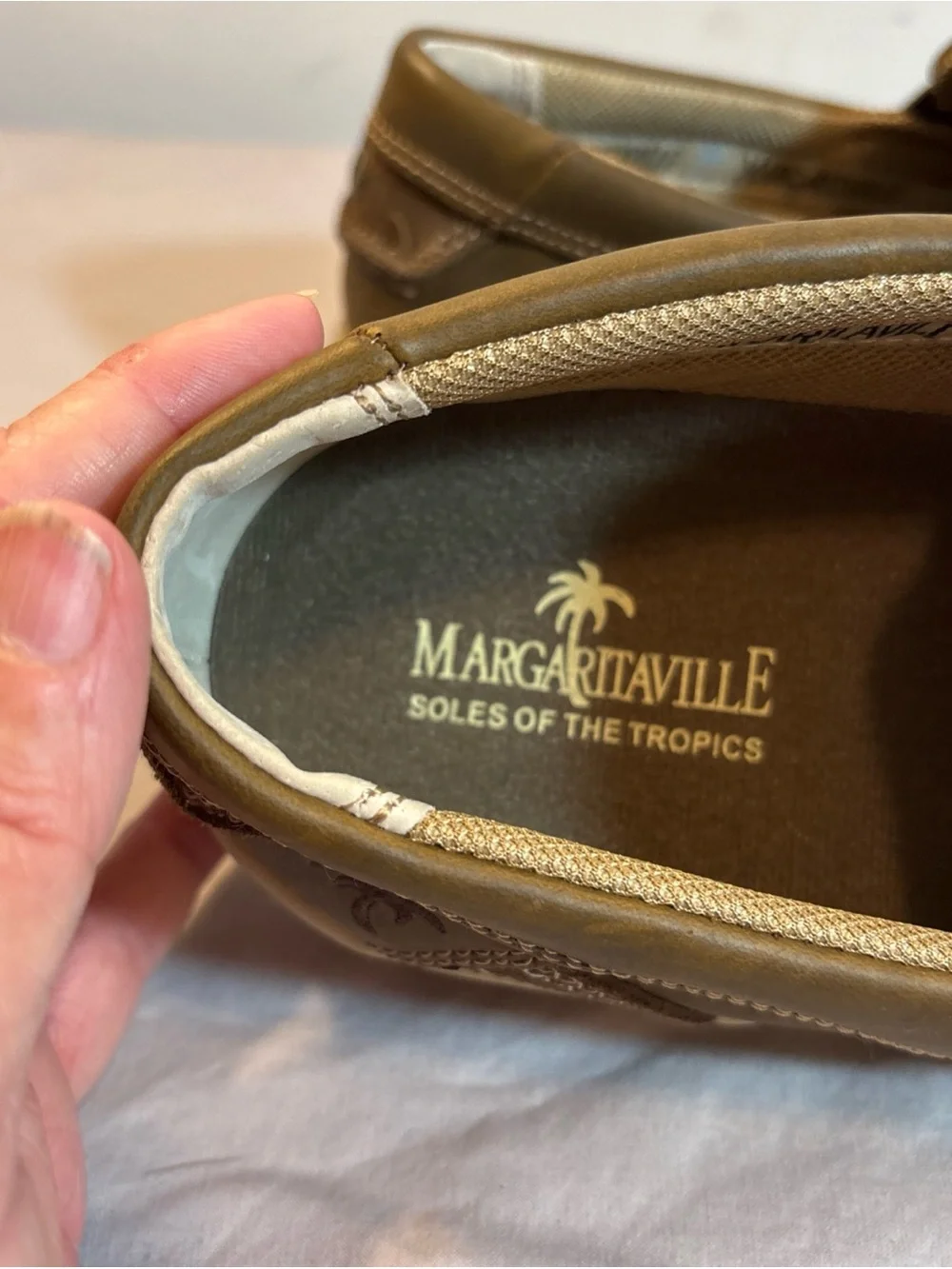 Margaritaville Men's Olive-Brown Slip-On Moccasins